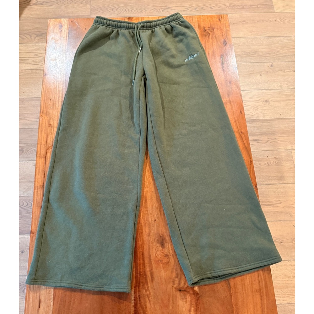 Edikted Women's‎ Wide Leg Army Green Sweat Pants Size M